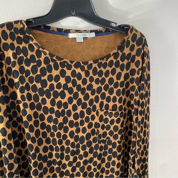 Boden Cheetah Animal Print Long Sleeve Pocket Top US 14 Brown Black Minimalist - Picture 4 of 6